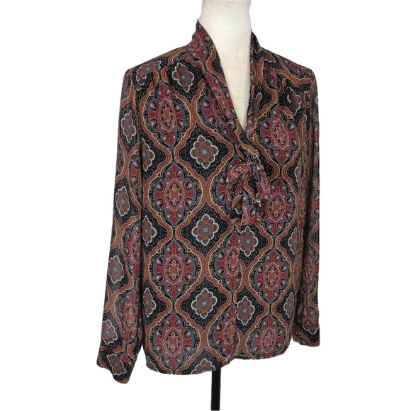 Contemporaine Tops - Contemporaine brown bow blouse
